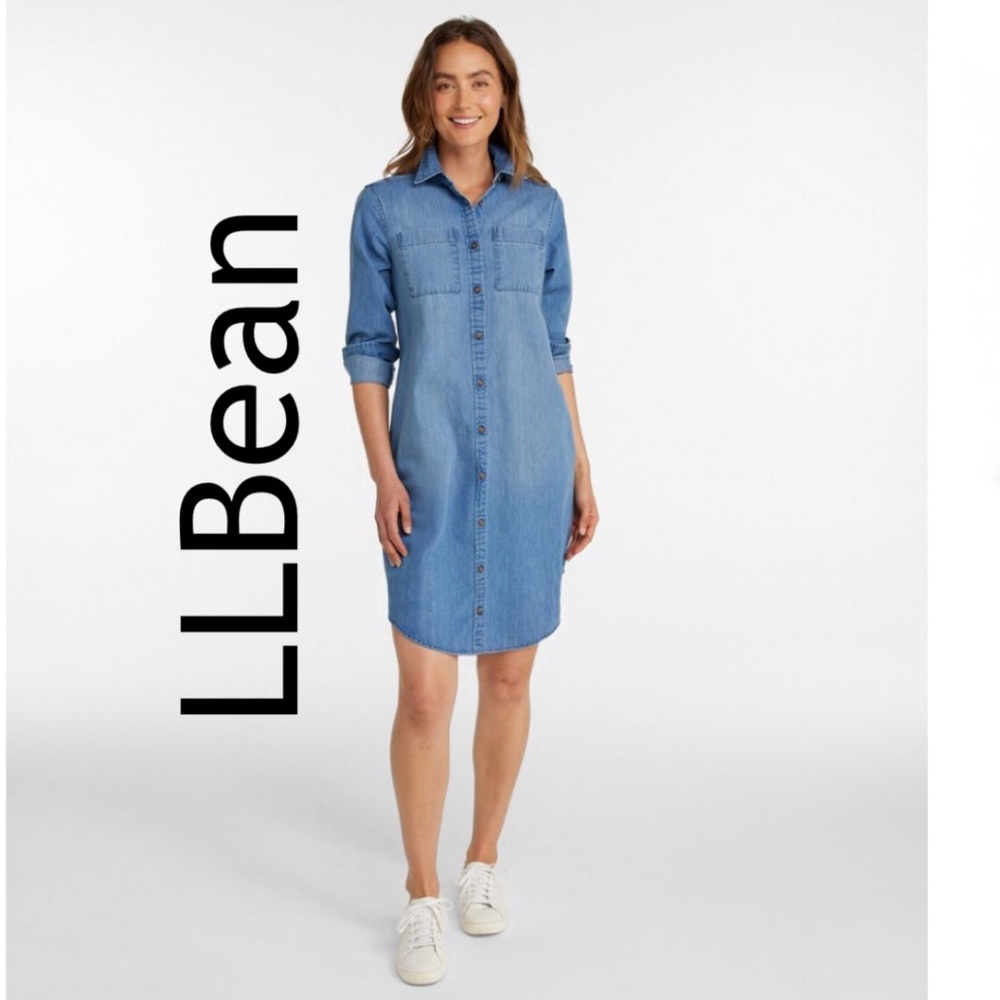LLBean denim shirt dress Size 4
